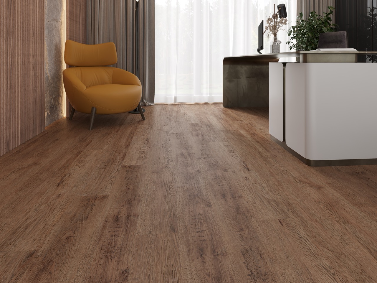 Кварцвиниловый SPC ламинат Cronafloor Nano Дуб Античный ZH-82017-2 1200×180×3,5 фото в интерьере